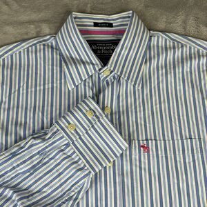 Abercrombie & Fitch Shirt Mens XL‎ Muscle Button Down Blue White Stripe Collared